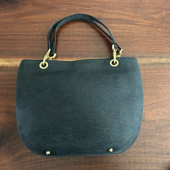 Eric Javits Vintage Black Squishee Woven Shoulder Tote Bag - Picture 3 of 13
